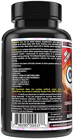 Suplemento MST Capsimax 100mg en Cápsulas V, 60 Porciones, Dosis Clínica para Control de Peso, Termogénico, Control del Apetito, Quema de Calorías, - imagen 3