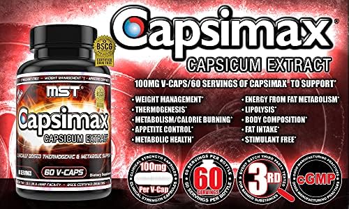 Suplemento MST Capsimax 100mg en Cápsulas V, 60 Porciones, Dosis Clínica para Control de Peso, Termogénico, Control del Apetito, Quema de Calorías, - imagen 6