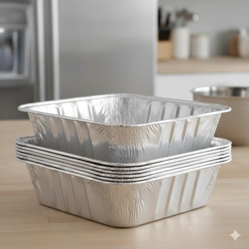 Paquete de 30 Bandejas de Aluminio Desechables Extra Gruesas | Tamaño Estándar 9” x 9” | Reciclables y Portátiles | Excelente Conductividad Térmica | - imagen 5