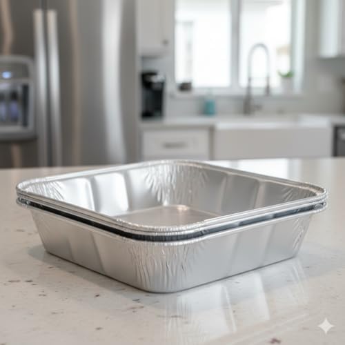 Paquete de 30 Bandejas de Aluminio Desechables Extra Gruesas | Tamaño Estándar 9” x 9” | Reciclables y Portátiles | Excelente Conductividad Térmica | - imagen 6