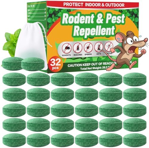 Repelente de Topos y Roedores para Interior y Exterior - Aceite Esencial de Menta Extra Fuerte, 32 Paquetes de Pouches Naturales y Seguros para el - imagen 1