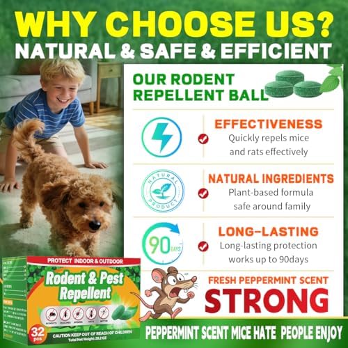 Repelente de Topos y Roedores para Interior y Exterior - Aceite Esencial de Menta Extra Fuerte, 32 Paquetes de Pouches Naturales y Seguros para el - imagen 4