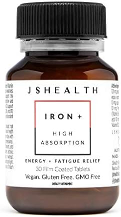 Suplemento de Hierro JSHealth con Vitamina C. Ferrochel para Energía. No Constipante, con Vitaminas B. Por la Nutricionista Jessica Sepel (30 - imagen 1