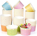 Hallswl 100 piezas de tazones desechables de papel para helado de 11 oz, 5 colores de chispas, recipientes para postres, yogur helado y fiestas de - imagen 1