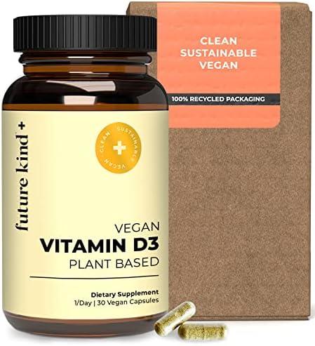 Future Kind Vitamina D3 2500 IU para Huesos y Músculos, Suplemento Vegano de Lichens, No GMO, Sin Azúcar, 30 Cápsulas - imagen 1