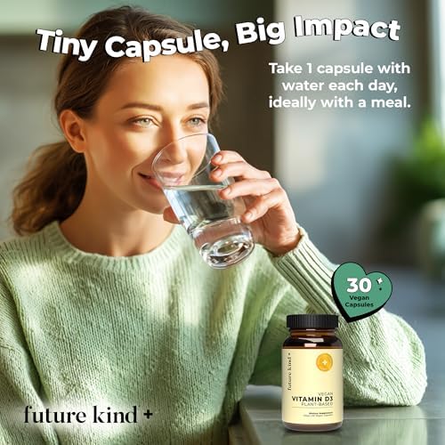 Future Kind Vitamina D3 2500 IU para Huesos y Músculos, Suplemento Vegano de Lichens, No GMO, Sin Azúcar, 30 Cápsulas - imagen 8