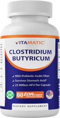Vitamatic Clostridium butyricum 25 Millones - Salud Digestiva - 60 Cápsulas DR (Liberación Retardada) - Con Fibra Prebiótica Inulina - imagen 1