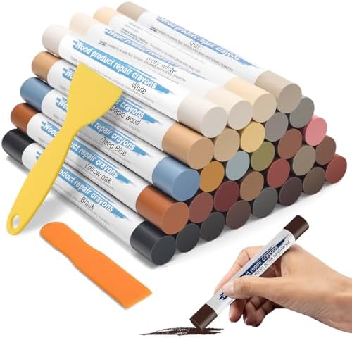 Kit de reparación de muebles Windspeed 30, 30+2P barras de masilla para madera, crayones de cera para pisos, gabinetes y zócalos (incluye 2 - imagen 1