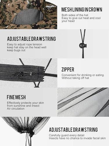 Sombrero con Red para Mosquitos, 4 Piezas, Protección Solar y contra Insectos, Plegable con Cremallera, Ideal para Pesca, Senderismo y Jardinería, 4 - imagen 3