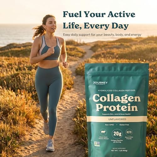 Journey Supplements Polvo de Péptidos de Colágeno Sin Sabor, 1 lb – Apoya la Salud del Cabello, Piel, Uñas, Huesos y Articulaciones – Hidrolizado, - imagen 6