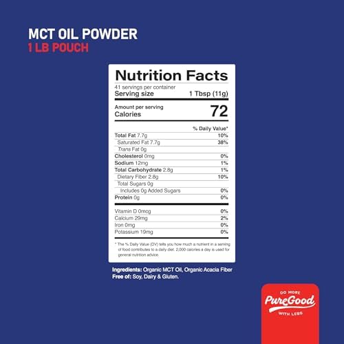 Polvo de Aceite MCT Orgánico PureGood con Fibra Prebiótica, 1 Libra (16 oz) | C8 y C10 de Coco | Crema para Café MCT Sin Sabor | No GMO, Vegano, - imagen 8