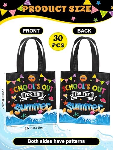 Yoojahow 30 Pzs Bolsas de Regalo para Estudiantes Fin de Curso con Asas, Bolsas de Dulces para Fiesta de Verano y Decoraciones de Playa - imagen 2