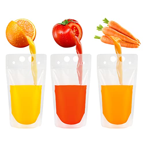 Tomnk 200 Piezas de Bolsas para Bebidas con 200 Popotes, Bolsas Reutilizables de Plástico Translúcido para Jugos y Smoothies - imagen 5
