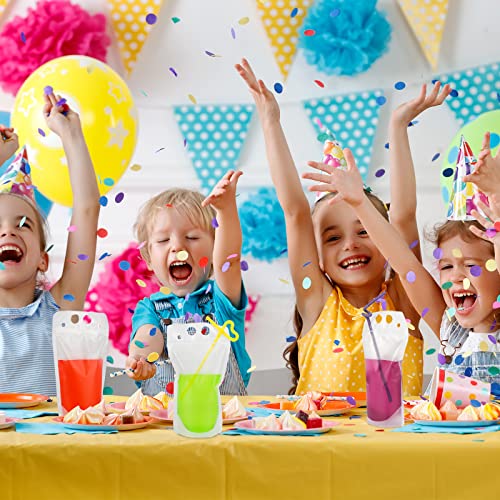 Tomnk 200 Piezas de Bolsas para Bebidas con 200 Popotes, Bolsas Reutilizables de Plástico Translúcido para Jugos y Smoothies - imagen 7