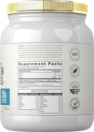 Colágeno en polvo de péptidos de hierba alimentada Carlyle 20oz | Sin sabor | Criado en pastoreo | Tipos I y III | 20g de colágeno por dosis diaria | - imagen 2