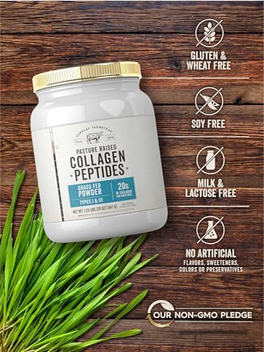 Colágeno en polvo de péptidos de hierba alimentada Carlyle 20oz | Sin sabor | Criado en pastoreo | Tipos I y III | 20g de colágeno por dosis diaria | - imagen 5