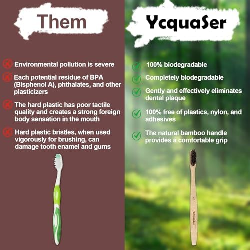 Cepillos de Dientes de Bambú Ycquaser, Set de Viaje con Cerda de Caballo (4 Piezas), Cerdas Naturales Suaves para Adultos, 100% Biodegradables, Sin - imagen 6