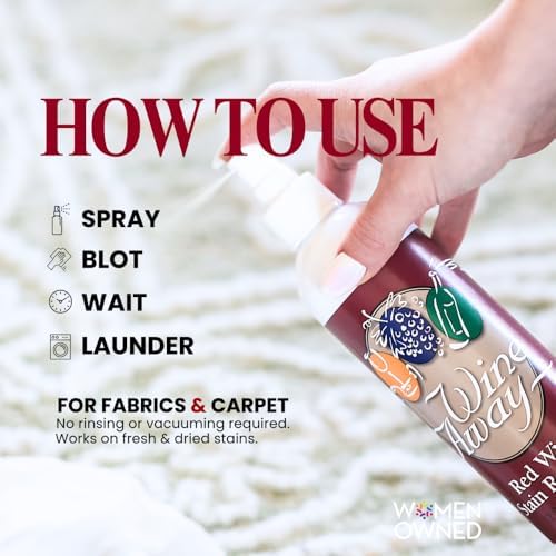 Wine Away Removedor de Manchas de Vino Tinto en Spray - Limpiador Natural para Alfombras y Tapicería - Elimina Manchas de Sangre, Ropa, Café y - imagen 8