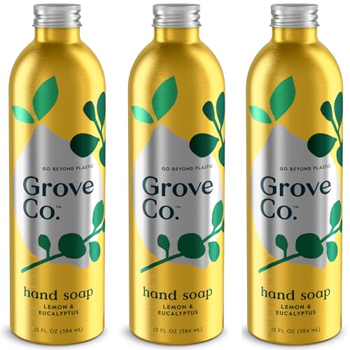Recargas de Jabón de Manos Hidratante Grove Co. (3 x 13 Fl Oz) | Set de Recarga de Jabón Líquido Sin Plástico, Aroma Natural de Limón y Eucalipto - imagen 1