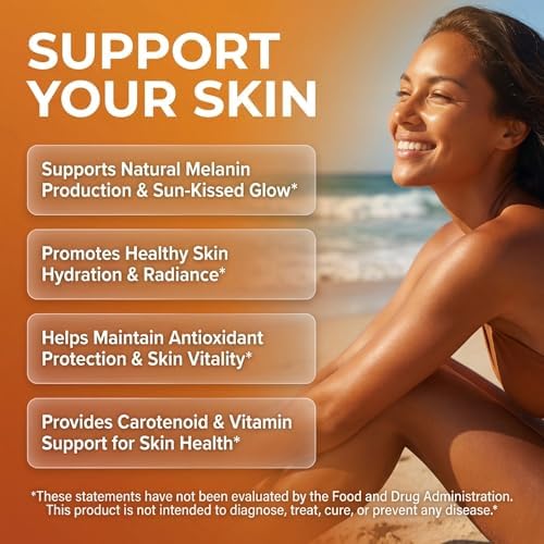 Suplemento Solar Skin Astaxantina para Bronceado con Licopeno, L-Tirosina, Vitaminas A, C, D, E, PABA, Beta Caroteno, Selenio, Extracto de Semilla de - imagen 2