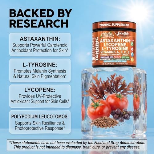 Suplemento Solar Skin Astaxantina para Bronceado con Licopeno, L-Tirosina, Vitaminas A, C, D, E, PABA, Beta Caroteno, Selenio, Extracto de Semilla de - imagen 3
