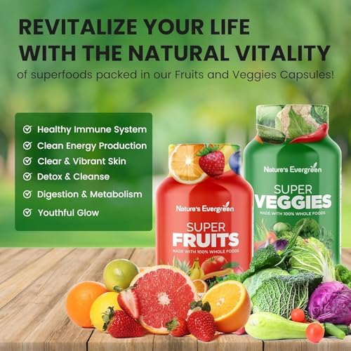 Suplemento de Frutas y Verduras - Nature Fruits y Vegetables - Vegano, Sin OGM, Sin Soja, Vitaminas y Minerales Superfood - (Total 180 Cápsulas - - imagen 3
