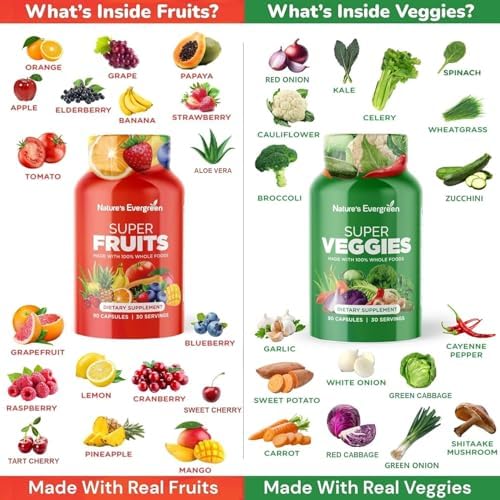 Suplemento de Frutas y Verduras - Nature Fruits y Vegetables - Vegano, Sin OGM, Sin Soja, Vitaminas y Minerales Superfood - (Total 180 Cápsulas - - imagen 4