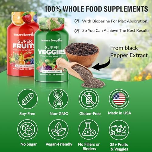 Suplemento de Frutas y Verduras - Nature Fruits y Vegetables - Vegano, Sin OGM, Sin Soja, Vitaminas y Minerales Superfood - (Total 180 Cápsulas - - imagen 5