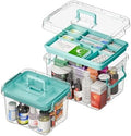 Covetree Set de 2 Organizadores de Medicinas de Plástico Transparente - Caja de ros Auxilios Multi-Capa, Duradera y Práctica para Hogar, Oficina y - imagen 1