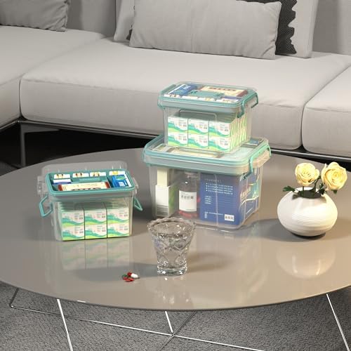 Covetree Set de 2 Organizadores de Medicinas de Plástico Transparente - Caja de ros Auxilios Multi-Capa, Duradera y Práctica para Hogar, Oficina y - imagen 4