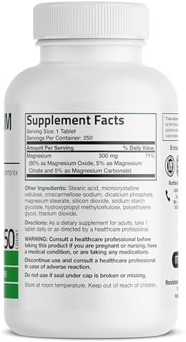 Bronson Triple Magnesium Complex 300mg - Fórmula No GMO, 250 Tabletas de Máxima Cobertura - imagen 2