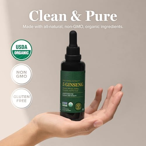 Global Healing Center - Extracto Herbal Orgánico de Ginseng - Suplemento Líquido Panax para Energía - Ginseng Coreano y Siberiano, Maca, Ashwagandha - imagen 4