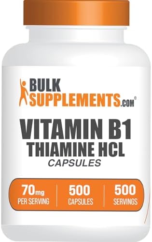 Cápsulas de Tiamina HCl de BulkSupplements.com - Suplementos de Vitamina B1, Sin Gluten, 1 Cápsula por Porción, 500 Contenidos (Paquete de 1) - imagen 1
