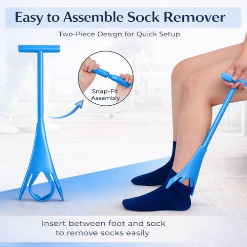 Kit de Ayuda para Ponerse Calcetines para Personas Mayores – Extractor de Calcetines, Correa Elevadora de Pierna y Asa para Puerta de Auto, Ayuda - imagen 4