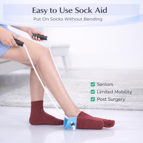 Kit de Ayuda para Ponerse Calcetines para Personas Mayores – Extractor de Calcetines, Correa Elevadora de Pierna y Asa para Puerta de Auto, Ayuda - imagen 8