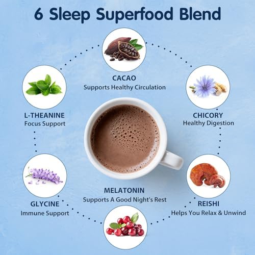 Polvo de Cacao Caliente Balincer con Hongos, Suplemento para Dormir con Reishi, Melatonina, Glicina, L-Teanina, 20 Porciones, Vegano - imagen 4