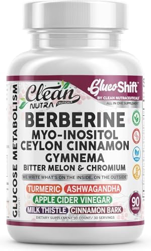 Suplemento Clean Nutra de Berberina con Myo-Inositol, Canela de Ceilán, Gymnema, Melón Amargo y Cromo para Digestión y Bienestar - 90 Cápsulas - imagen 1