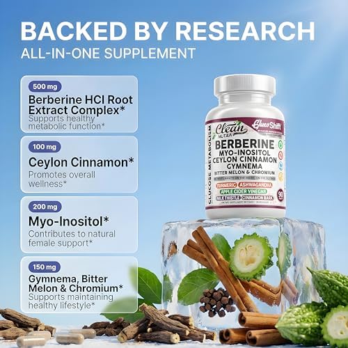 Suplemento Clean Nutra de Berberina con Myo-Inositol, Canela de Ceilán, Gymnema, Melón Amargo y Cromo para Digestión y Bienestar - 90 Cápsulas - imagen 3