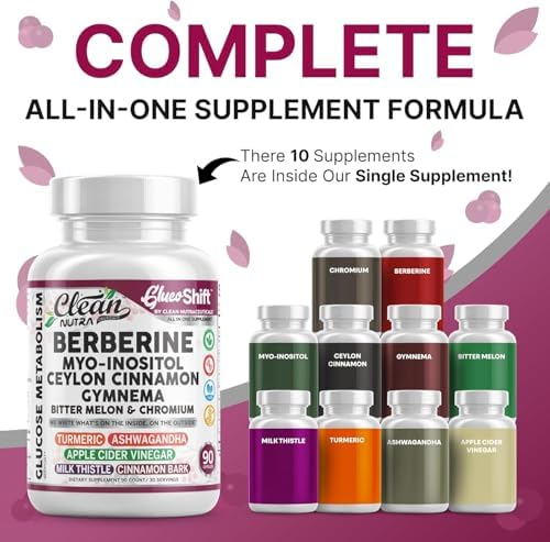 Suplemento Clean Nutra de Berberina con Myo-Inositol, Canela de Ceilán, Gymnema, Melón Amargo y Cromo para Digestión y Bienestar - 90 Cápsulas - imagen 4