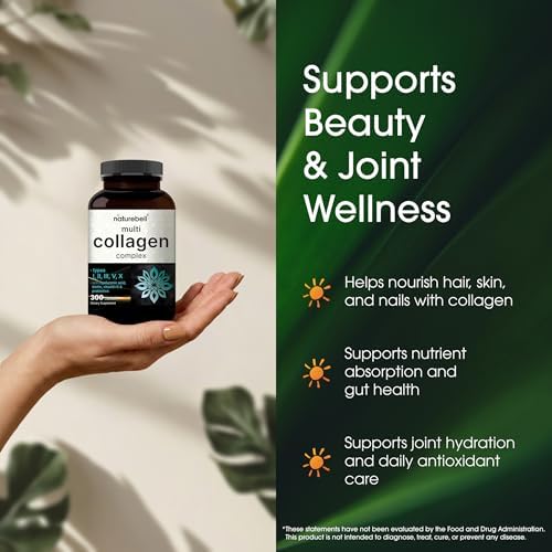 NatureBell Complejo Multi Colágeno - 300 Cápsulas - 5 Péptidos de Colágeno (Tipo I, II, III, V, X), Ácido Hialurónico, Biotina y Probióticos - Apoyo - imagen 4