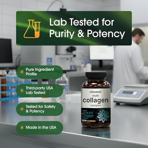 NatureBell Complejo Multi Colágeno - 300 Cápsulas - 5 Péptidos de Colágeno (Tipo I, II, III, V, X), Ácido Hialurónico, Biotina y Probióticos - Apoyo - imagen 5