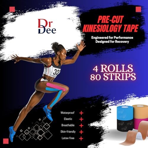 Cinta Kinesiológica Pre-Cortada 80 Piezas | 4 Rollos, 2x10 | Impermeable, Elástica, Transpirable | Soporte para Músculos y Articulaciones | KT Tape - imagen 2