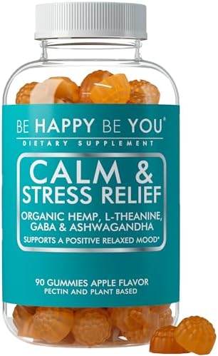 Gomitas Be Happy Be You para Calma y Alivio del Estrés – con Aceite de Semilla de Cáñamo Orgánico, L-Theanina, GABA y Ashwagandha – Sabor Manzana – - imagen 1