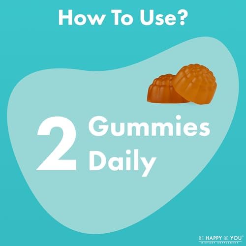 Gomitas Be Happy Be You para Calma y Alivio del Estrés – con Aceite de Semilla de Cáñamo Orgánico, L-Theanina, GABA y Ashwagandha – Sabor Manzana – - imagen 6