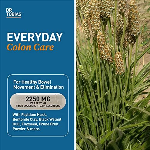 Dr. Tobias Psyllium Daily, Suplemento de Fibra Diaria con Cáscara de Psyllium, Arcilla Bentonita y Semilla de Lino, 180 Cápsulas para la Salud - imagen 2