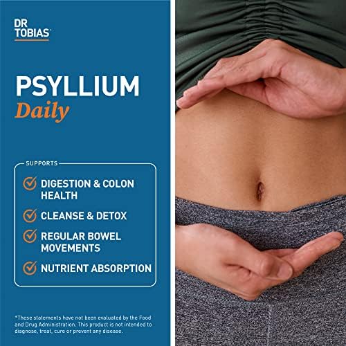 Dr. Tobias Psyllium Daily, Suplemento de Fibra Diaria con Cáscara de Psyllium, Arcilla Bentonita y Semilla de Lino, 180 Cápsulas para la Salud - imagen 3