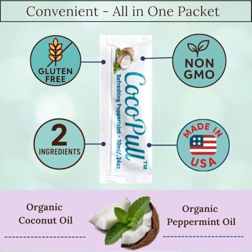CocoPull Enjuague Bucal Orgánico USDA con Aceite de Menta - Aceite de Coco Orgánico para Higiene Oral Completa, Aliento Fresco, Dientes Limpios y - imagen 3
