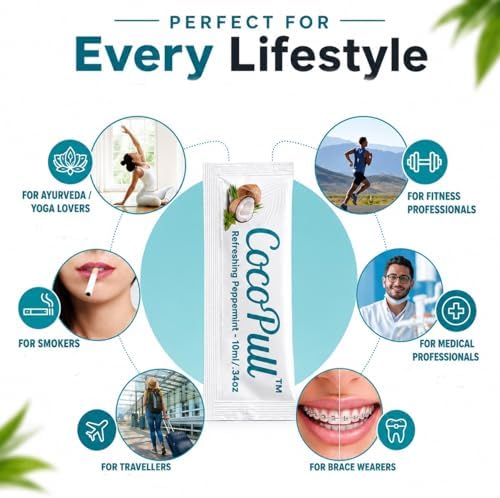 CocoPull Enjuague Bucal Orgánico USDA con Aceite de Menta - Aceite de Coco Orgánico para Higiene Oral Completa, Aliento Fresco, Dientes Limpios y - imagen 6