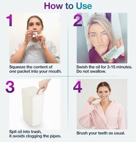 CocoPull Enjuague Bucal Orgánico USDA con Aceite de Menta - Aceite de Coco Orgánico para Higiene Oral Completa, Aliento Fresco, Dientes Limpios y - imagen 8