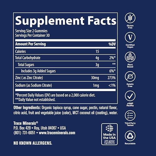 Gomitas Masticables de Zinc Trace Minerals | Apoyo Inmunológico Natural para Adultos y Niños | Veganas, Sin Gluten, No Transgénicas | Sabor Saúco | - imagen 6